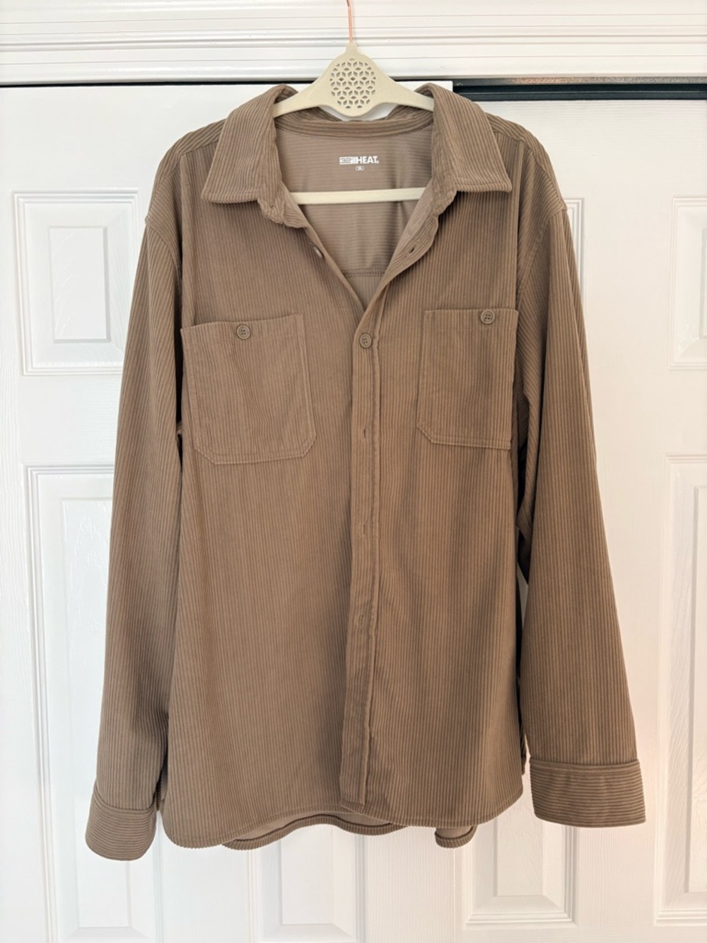 32 Degrees Ribbed Corduroy Shirt Jacket in Taupe